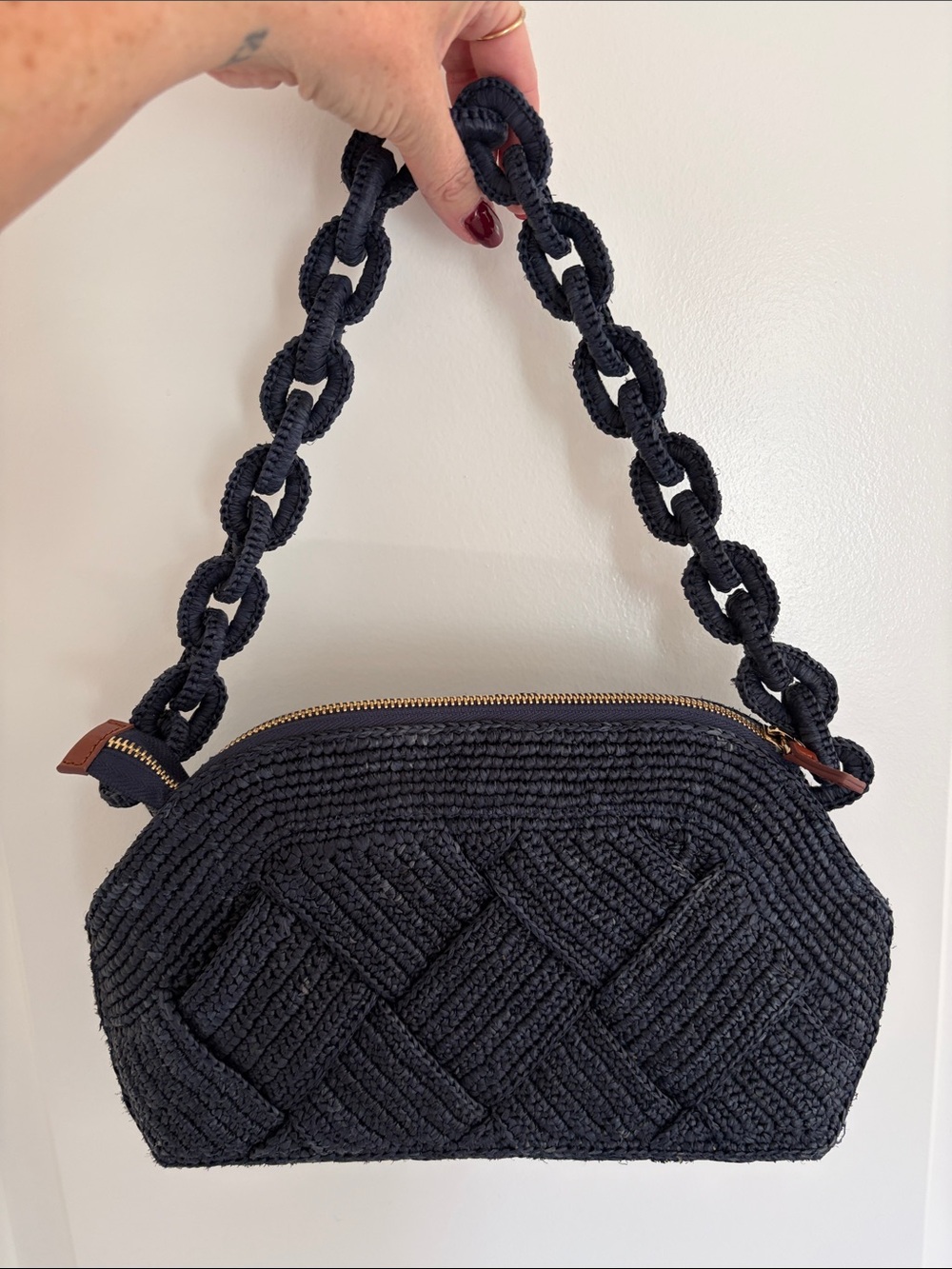 Sézane Isabelle Bag Braided Navy Raffia - Size TU